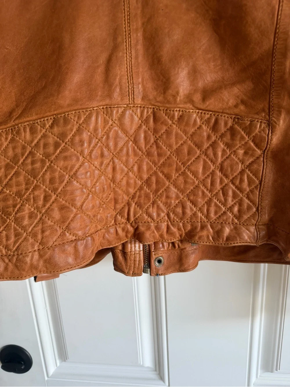 Men's Tan Leather Military Field Jacket by